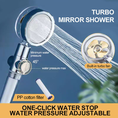 Filtro de água de chuveiro turbo pressurizado com cabeça de chuveiro rotativa destacável
