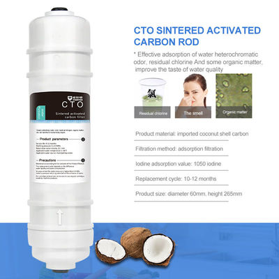 Cartucho de elemento filtrante de carbono ativado sinterizado CTO haste de carbono comprimido